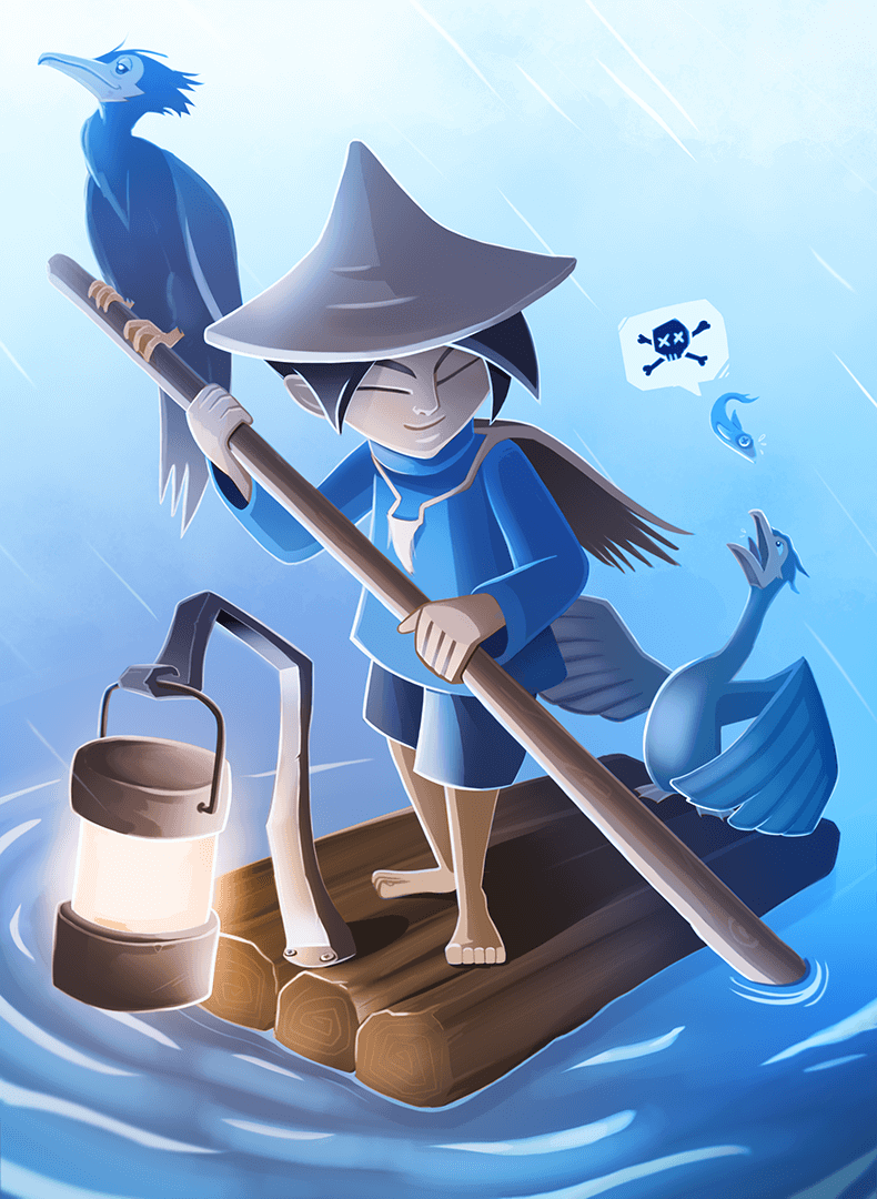 Cormorant Fisherboy Illustration